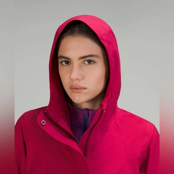 Lululemon Rain Rebel Jacket•Waterproof Long Coat•Pomegranate•FLAWLESS•Sz 10 - Picture 5 of 16